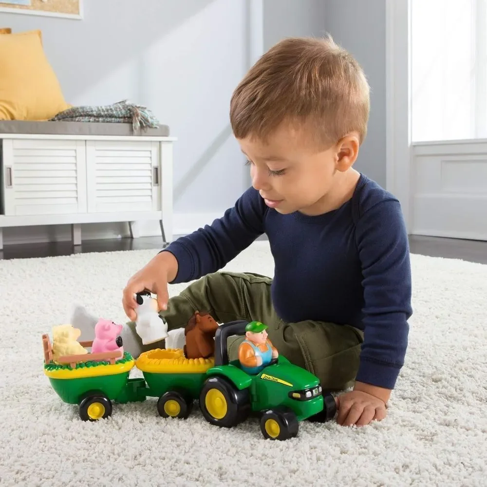 John Deere Green Farm Tractor Toy with Animals